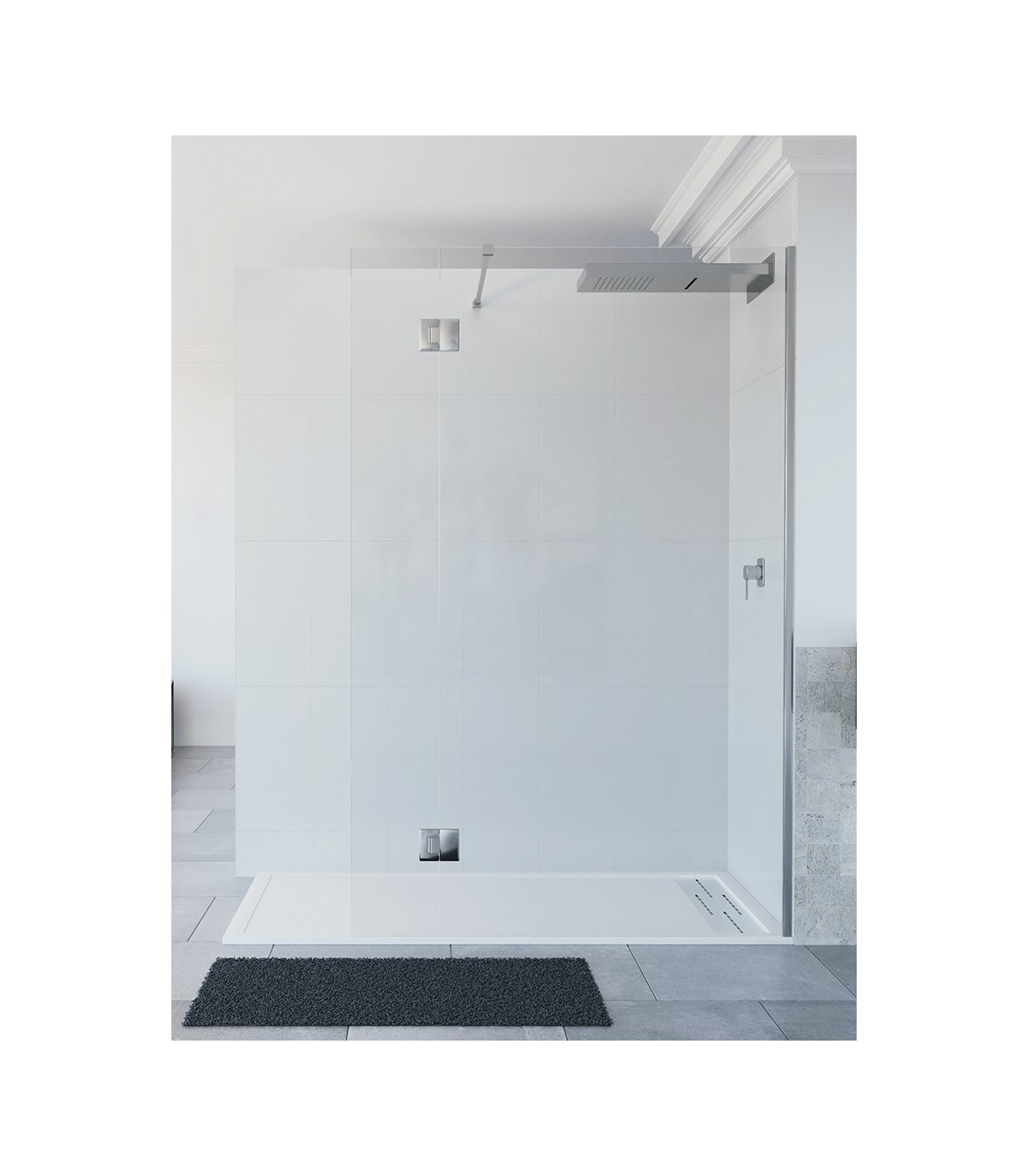 Mampara ducha frontal 1 Panel fijo + 1 hoja abatible\Mod.LIBO – MamparaStore